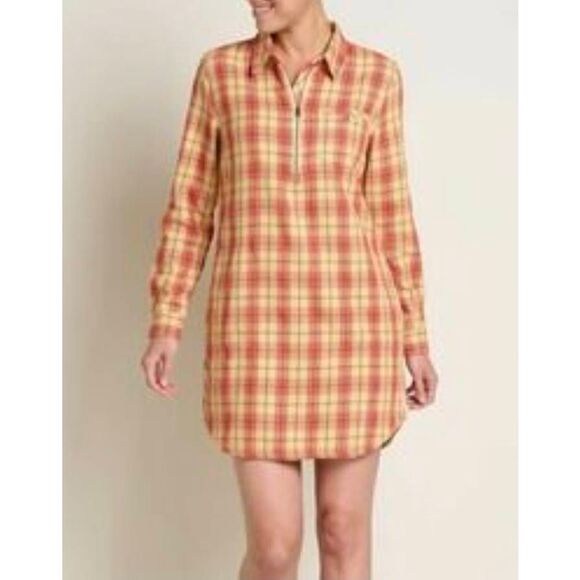 Toad&Co Long Sleeve Women's Size L Quarter Zip Dress Plaid - Picture 2 of 8
